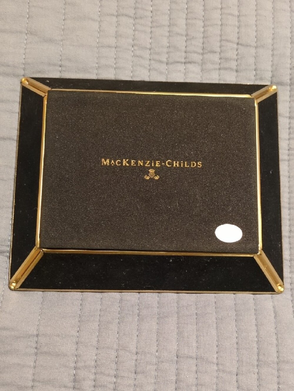 MacKenzie-Childs Black and White Check Tray with Gold Trim - Picture 2 of 3